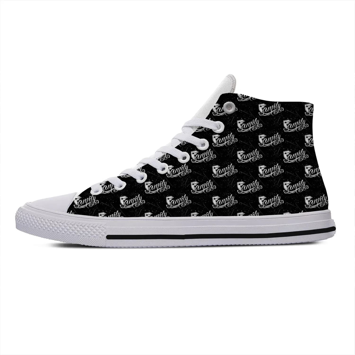 Scarpe in tela alte leggere Harajuku con stampa teschio e stelle famose, sneakers casual traspiranti da uomo e donna