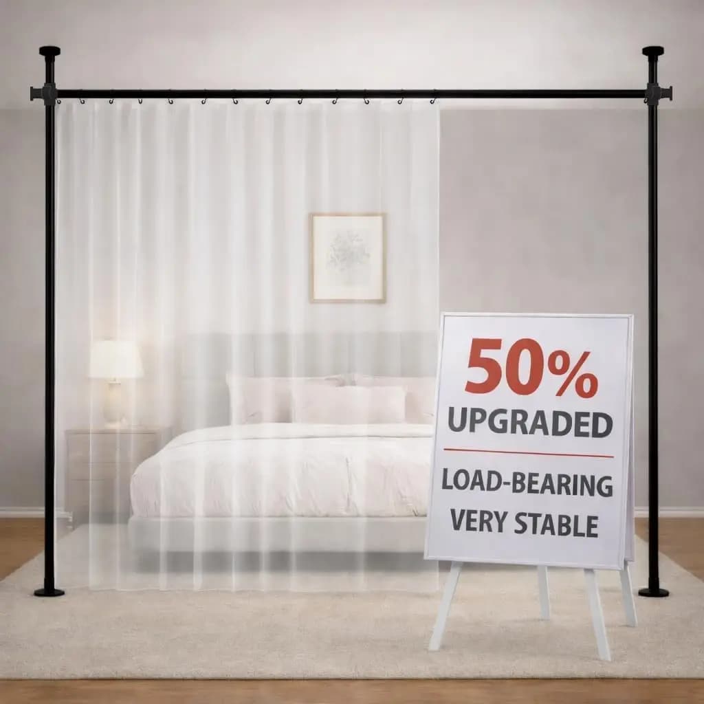 Adjustable Tension Tent Tent Auction Tent, Bedroom No Drilling Room, Apartment, Office, Easy Installation, Black