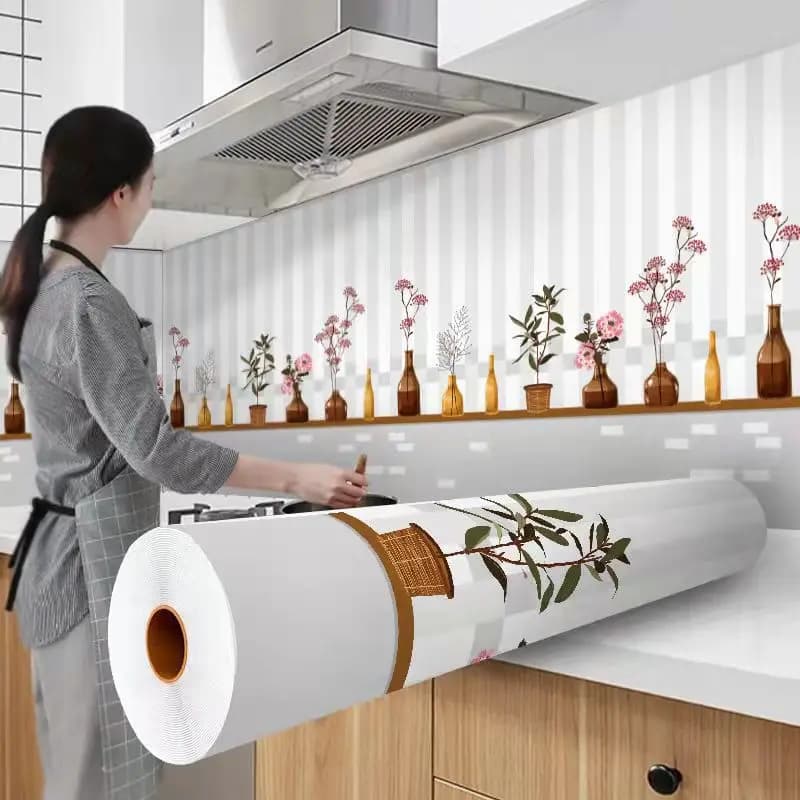 Adesivo a prova di olio per fornelli da cucina carta da parati resistente alle alte Temperature impermeabile decorazione della cucina carta a contatto autoadesiva