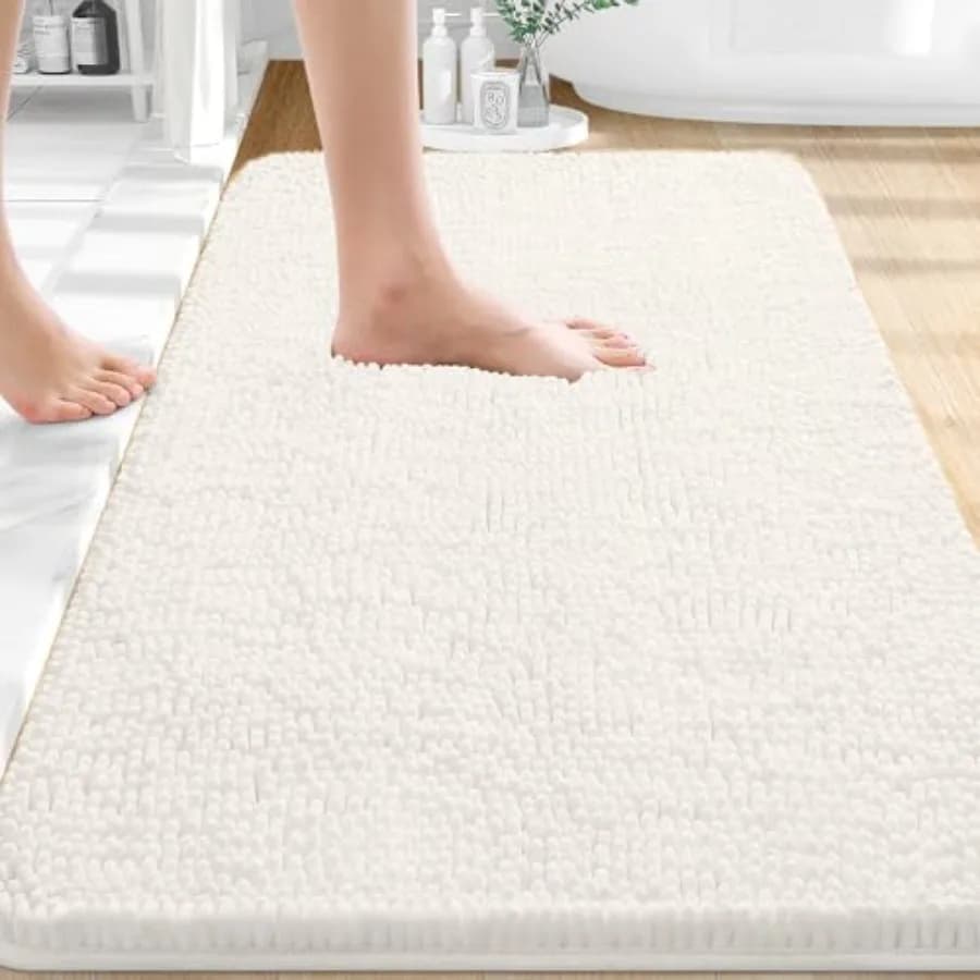 Tappeti da Bagno 30x20 Extra Morbidi e Assorbenti in Ciniglia con Base in Gomma, Asciugatura Rapida, Lavabili in Lavatrice, Tappetini per Bagno