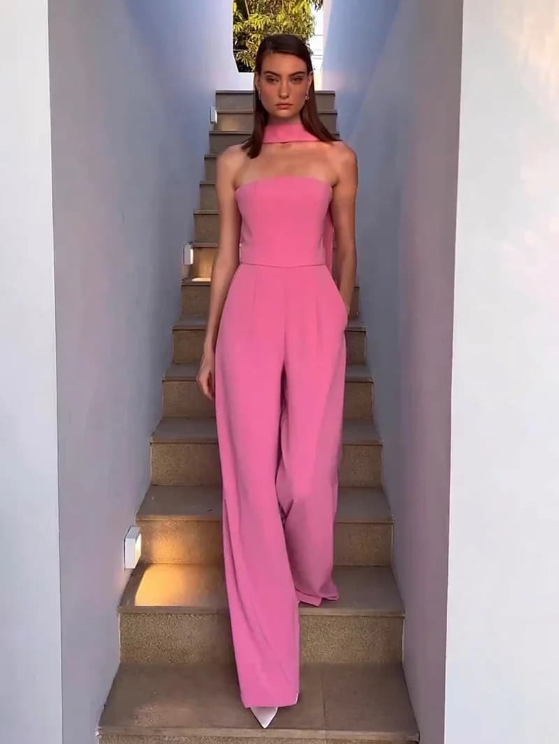 Ele Abito Intero da Donna Primavera Estate Nuovo Stile con Top a Tubino e Pantaloni Lunghi a Vita Alta, Sensazione di Lusso