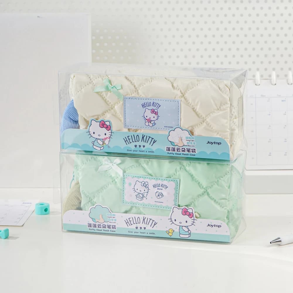 Genuine Sanrio Hello Kitty Soft Padded Pencil Case Cute Ribbon Pen Bag Large Capacity Makeup Stationery Pouch Women Gifts