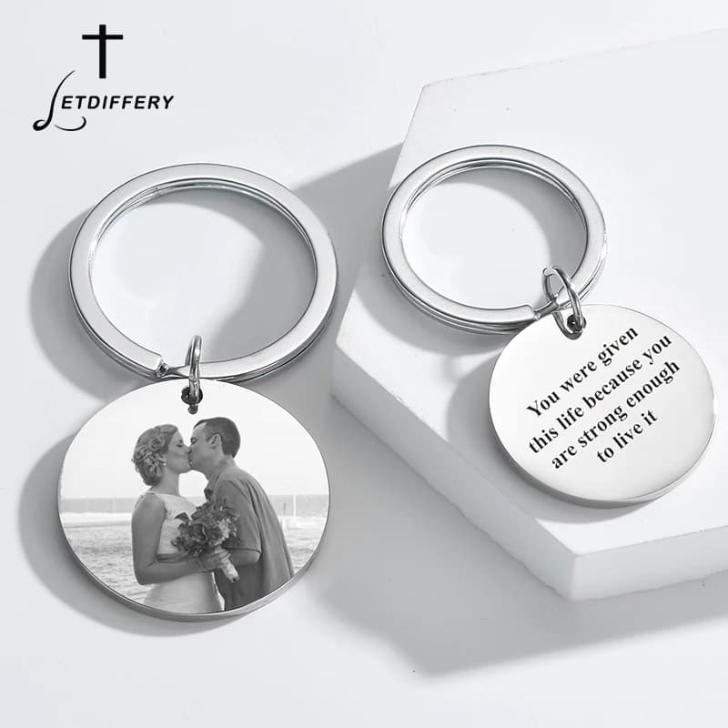 Letdiffery Custom Boy Girl Calendar Stainless Steel Keyring With Laser Engraving Name Photos Never Fade Keychain Anniversary Gifts