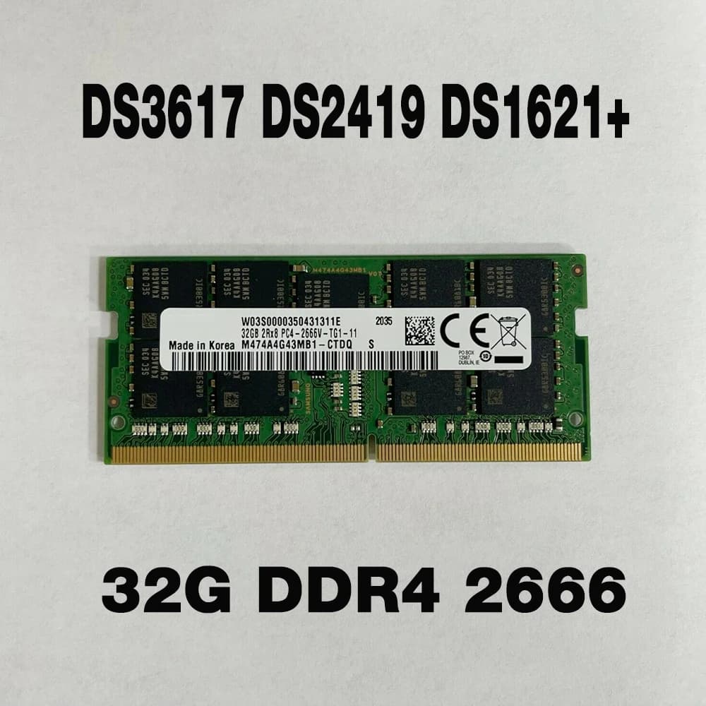 1 Pezzo 32GB Memoria di Archiviazione NAS DS3018xs DS3617 DS2419 DS1621+ 32G DDR4 2666 PC4-2666V 2RX8 ECC UDIMM