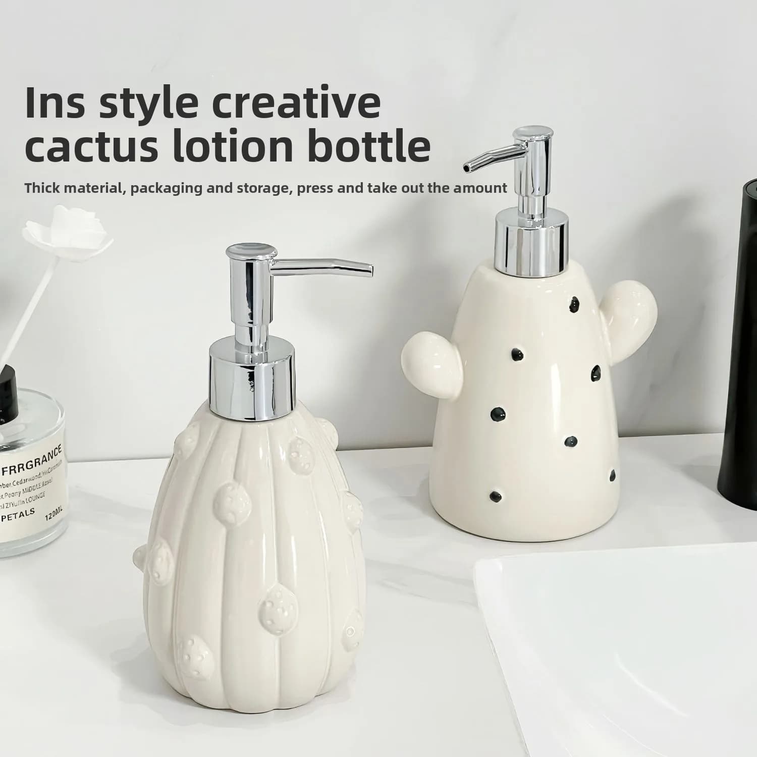 Dispenser di sapone liquido in ceramica di cactus Lavaggio a mano Doccia di casa Accessori per il bagno Bottiglie di shampoo per lozione gel doccia