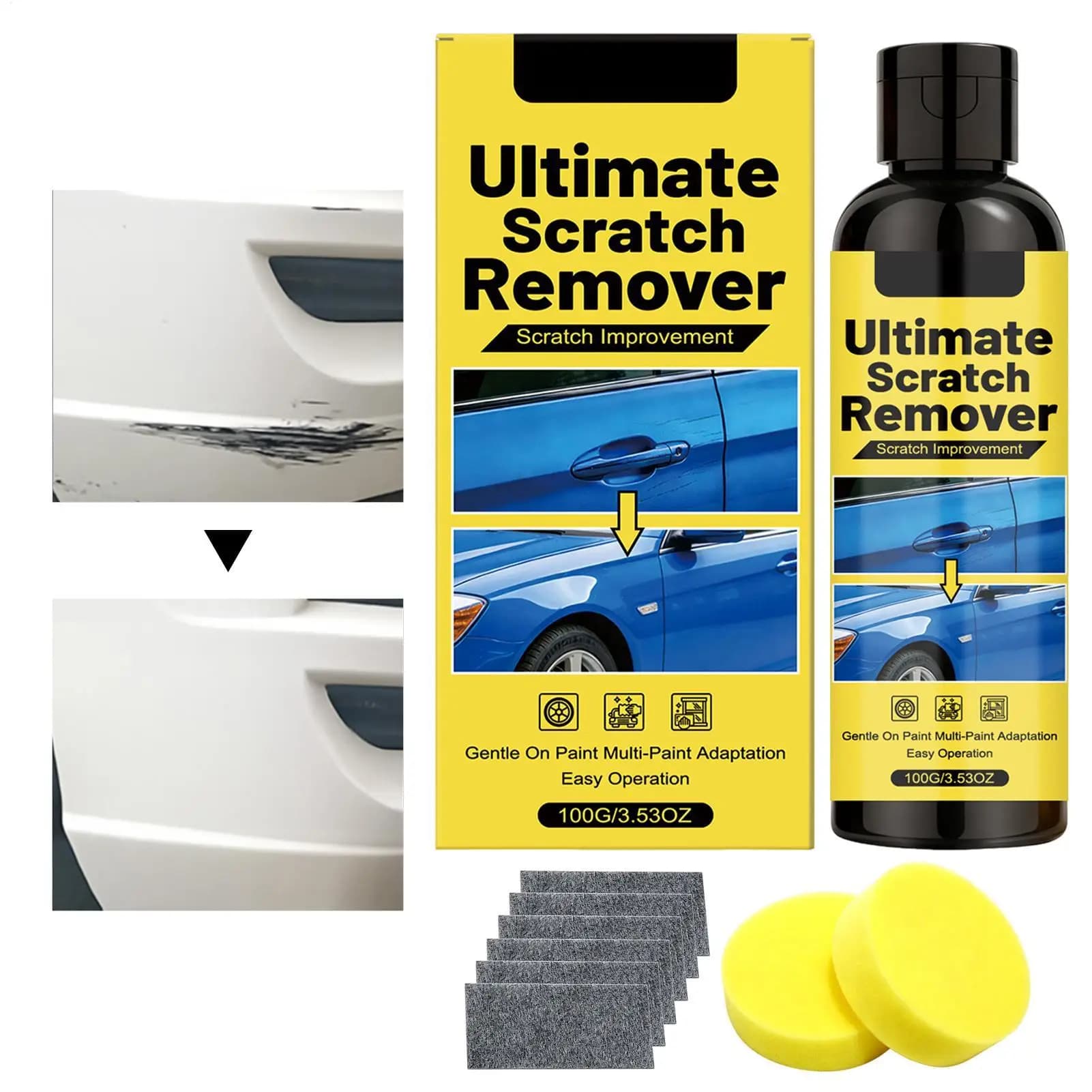 100ml Car Scratch Removal Wax,Scratch Remover for Vehicles, Car Paint Scratch Repair Kit for Deep Scratches with Sponge