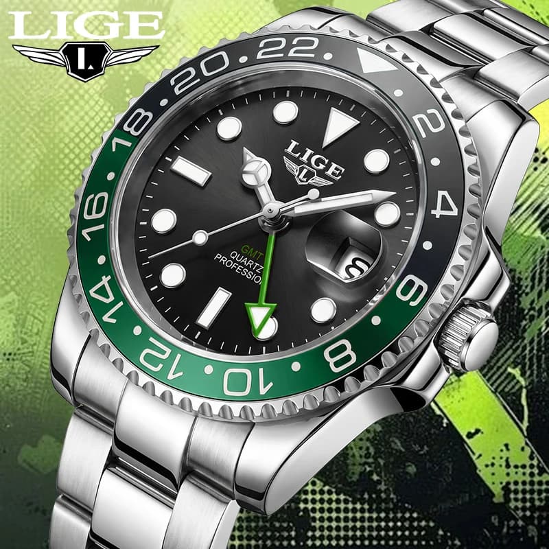 LIGE Top Brand Luxury Man Watch Original Retro Casual Sports Auto Date Stainless Wristwatch Waterproof Quartz Men's Wristwatches