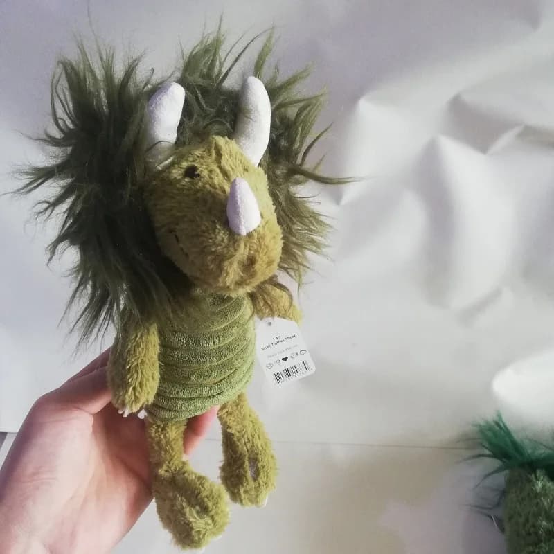 Peluche Dinosauro Triceratopo 25cm, Morbido Giocattolo Cartone Animato, Regalo di Compleanno per Bambini, Adorabile Peluche per Bambini