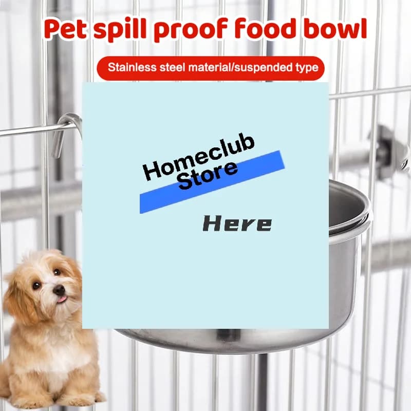 Crate Dog Cat Bowl Stainless Steel Hanging Pet Cage Bowl Food Water Feeder Coop Cup For Cat Puppy Birds Rats 5 Sizes【Homeclub】