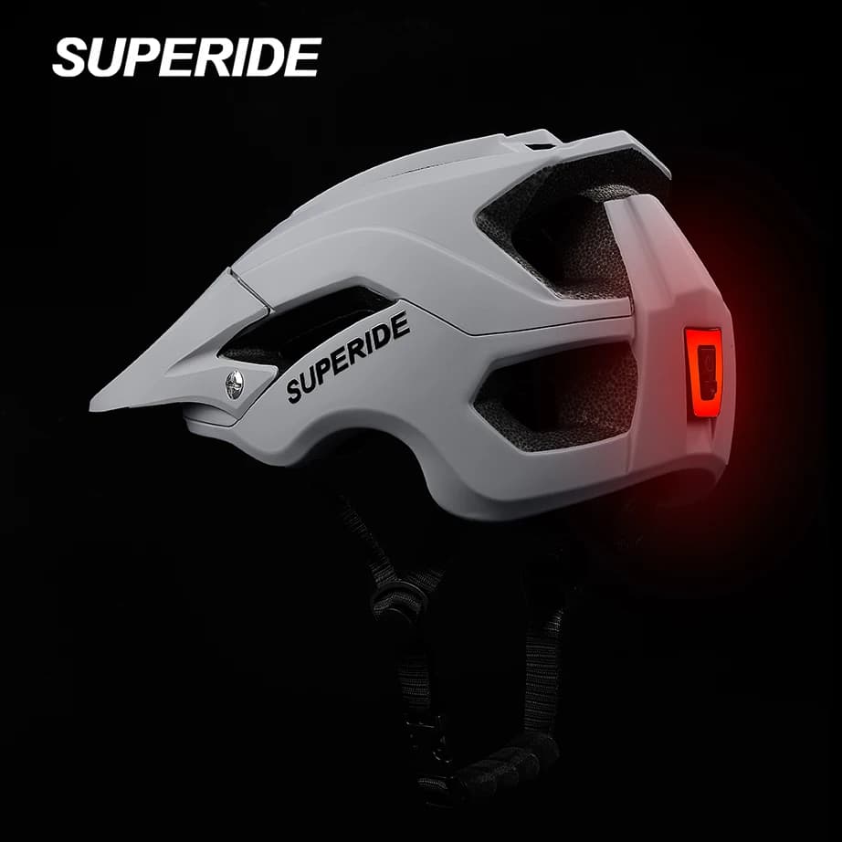 Men's SuperIDE Bike Helmet MTB with Rechargeable Backlit Road Bike Helmet in Molded Ultralight Cycling Helmet