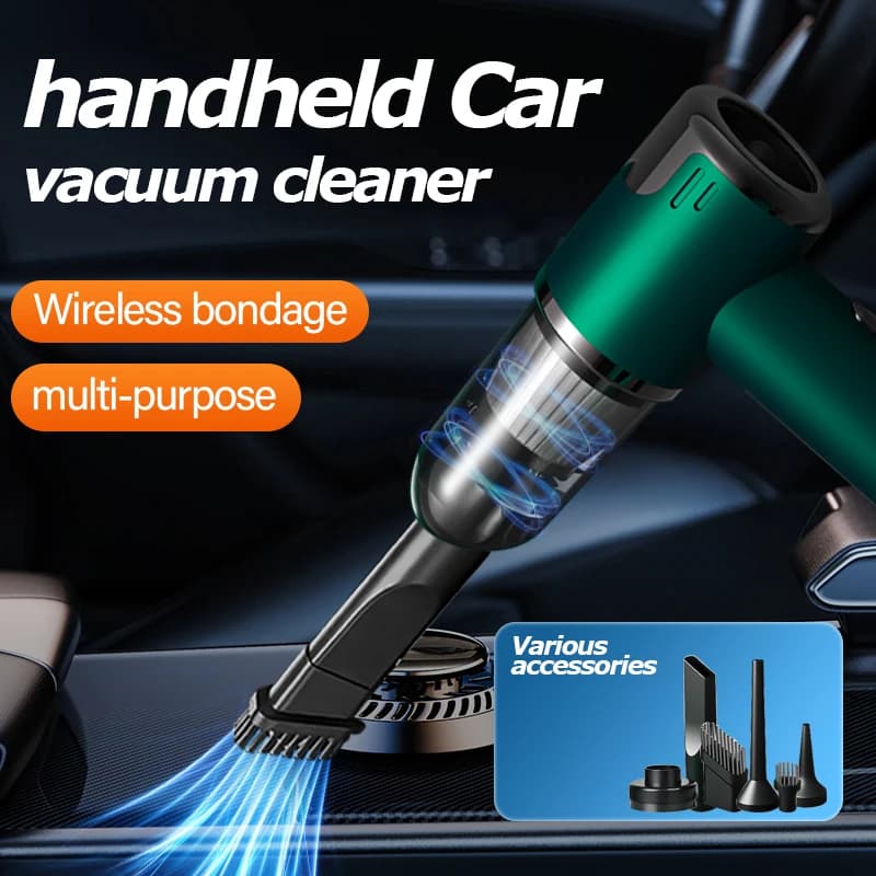 Aspirapolvere senza fili a doppio scopo per auto e casa, potente aspirapolvere portatile ricaricabile 3 in 1, batteria 2000 * 2