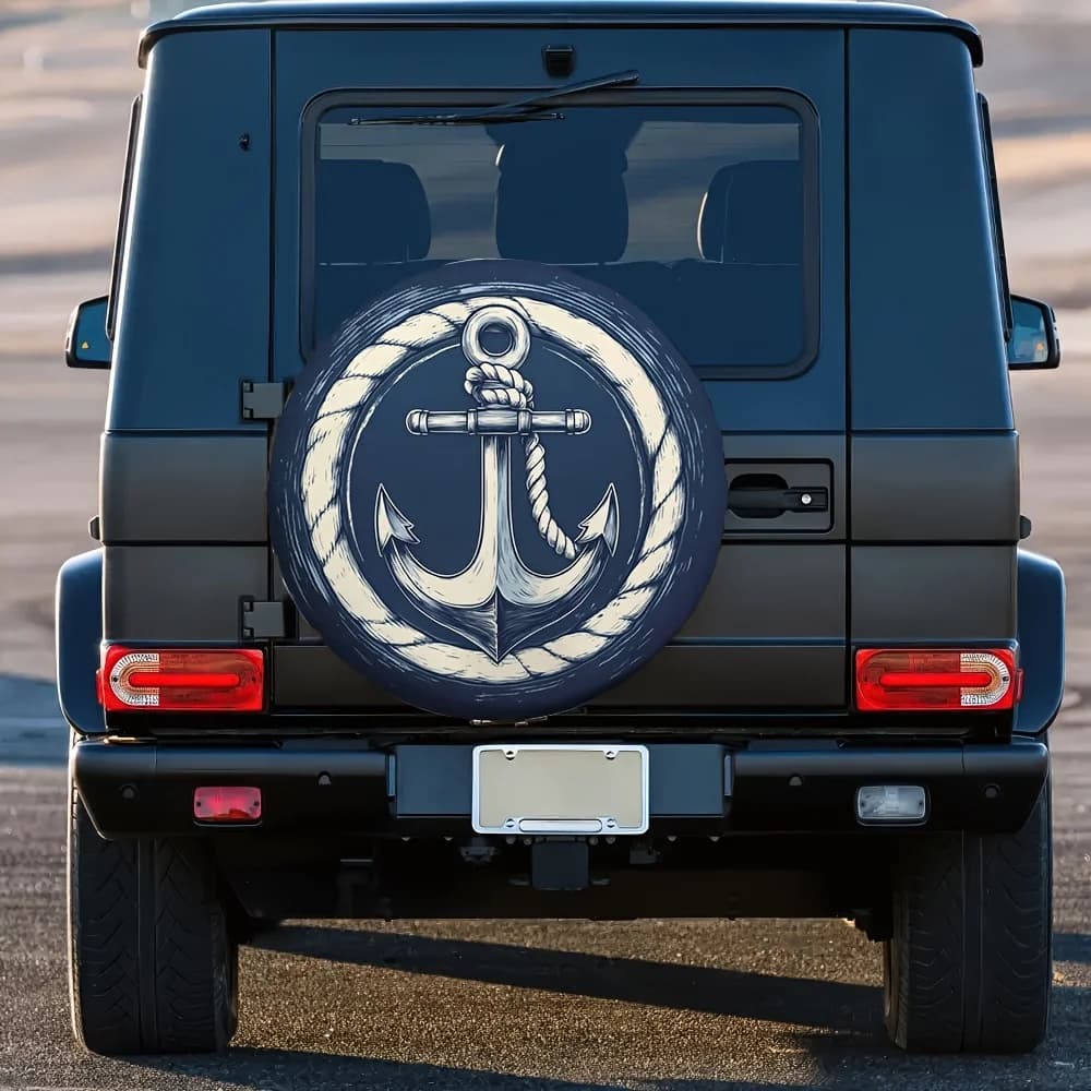 1pc, Universal Spare Tire Covers Boat Anchor Versatile And Durable Polyester, Without Electric Power Car Decoration For Hospital