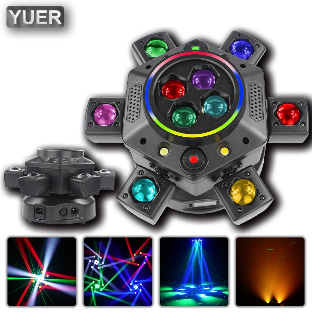 LED 10X10W RGBW Fascio di luce a testa mobile Luce da palco laser Bianco + stroboscopico dorato con effetto scenico ad anello DMX512 per DJ Disco Club Bar
