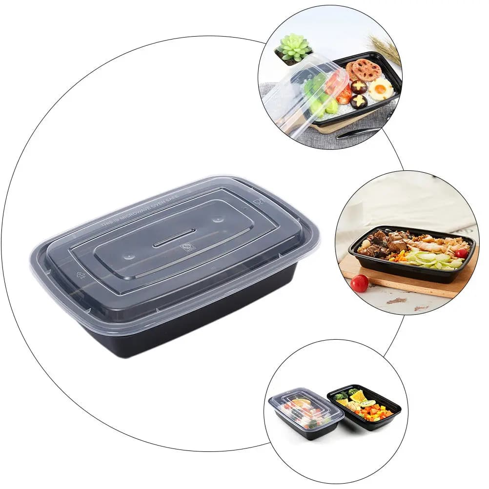 30 Contenitori in Plastica con Coperchio, Scatole Bento per Torte, Contenitori Monouso per Alimenti, Ciotole per Preparazione Pasti, Scatole Microondabili