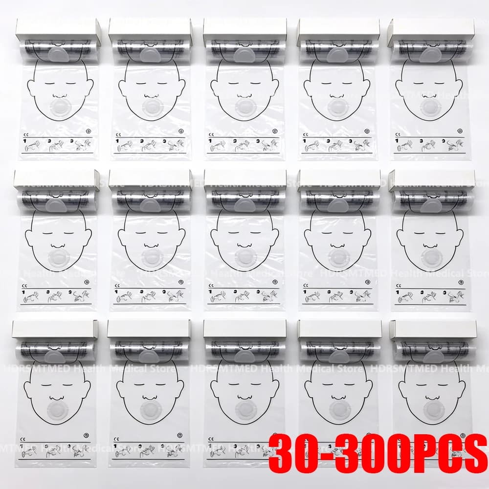 30-300PCS Portable Breathing Mask Disposable CPR Training First Aid Resuscitator Mask CPR Face Shield Roll Rescue Kit Tool