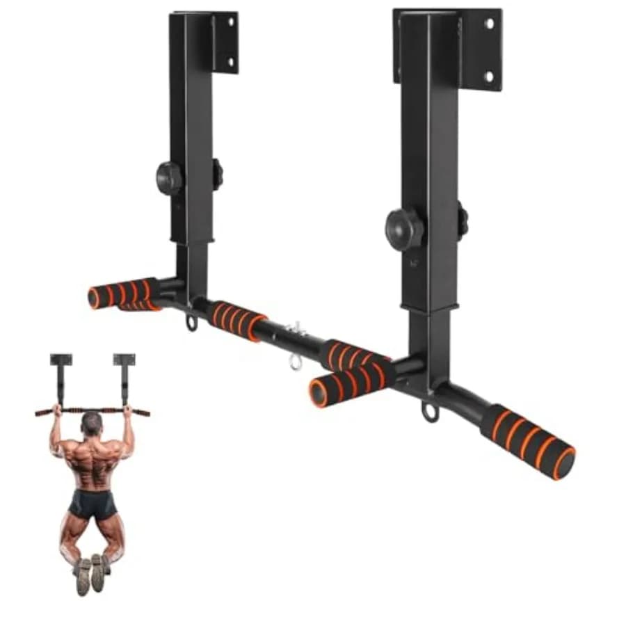 Barra per trazioni a parete: Barra per trazioni e chin-up regolabile con montaggio a trave per allenamento in casa e attrezzatura per allenamento della forza