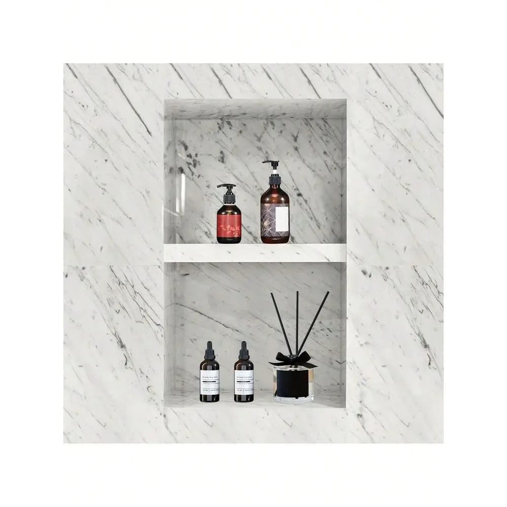 Niche Ready For Tile 16 X 24 Double Shelf Organizer Square Corners WallInserted Niche Recessed Sealed Protection Modern Soap St