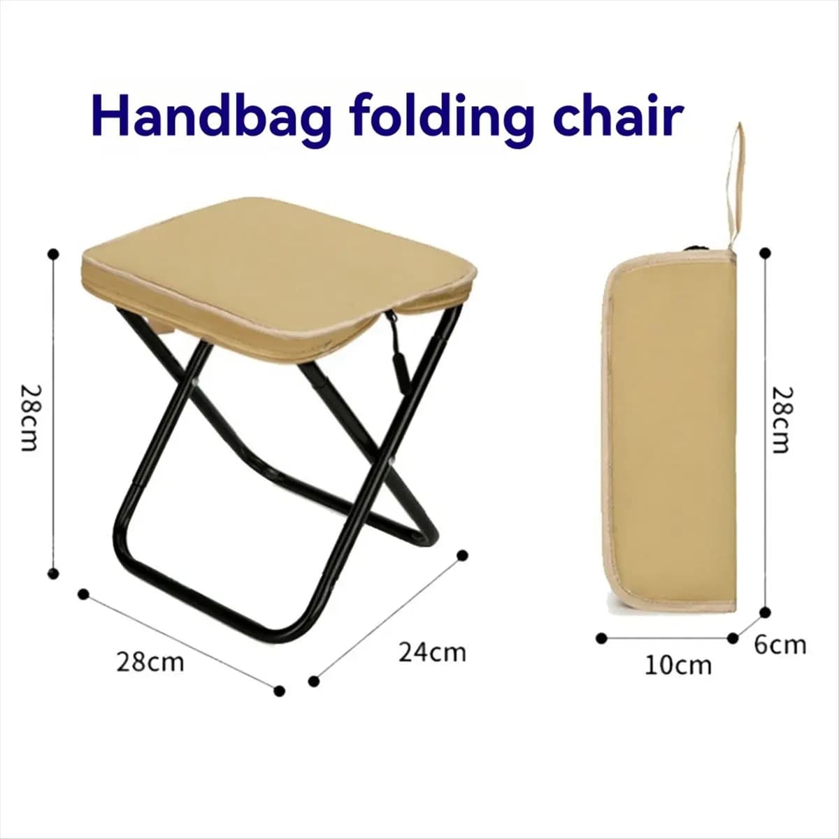 (ABYM) Sgabello Pieghevole da Esterno a Forma di Astuccio, Mini Sgabello per Campeggio e Pesca, Sgabello da Viaggio e Tempo Libero a Forma di Astuccio, Color Kaki