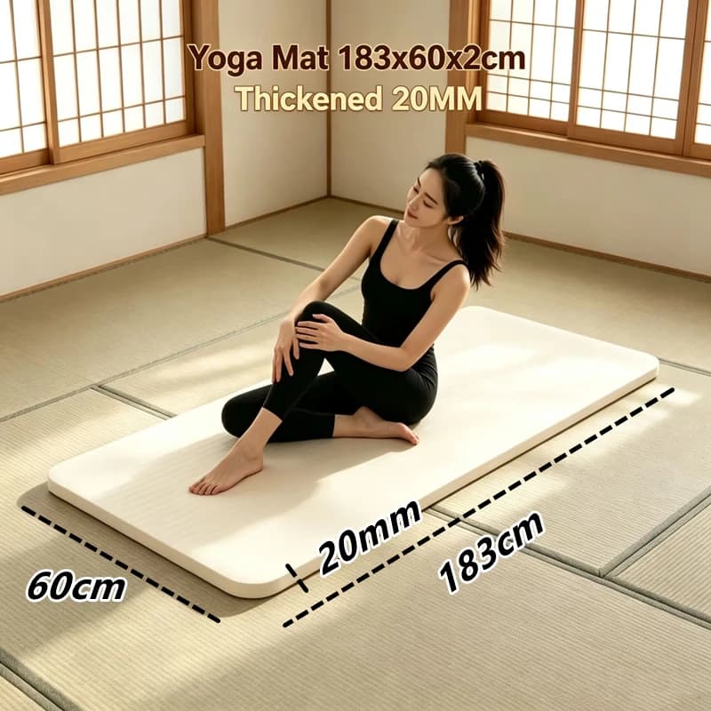 183x60x2cm 20MM Shock‑Absorbing Non‑Slip Mat Comfortable Exercise Mat for Home Gym Pilates Yoga Training Anti‑Slip Floor Fitness