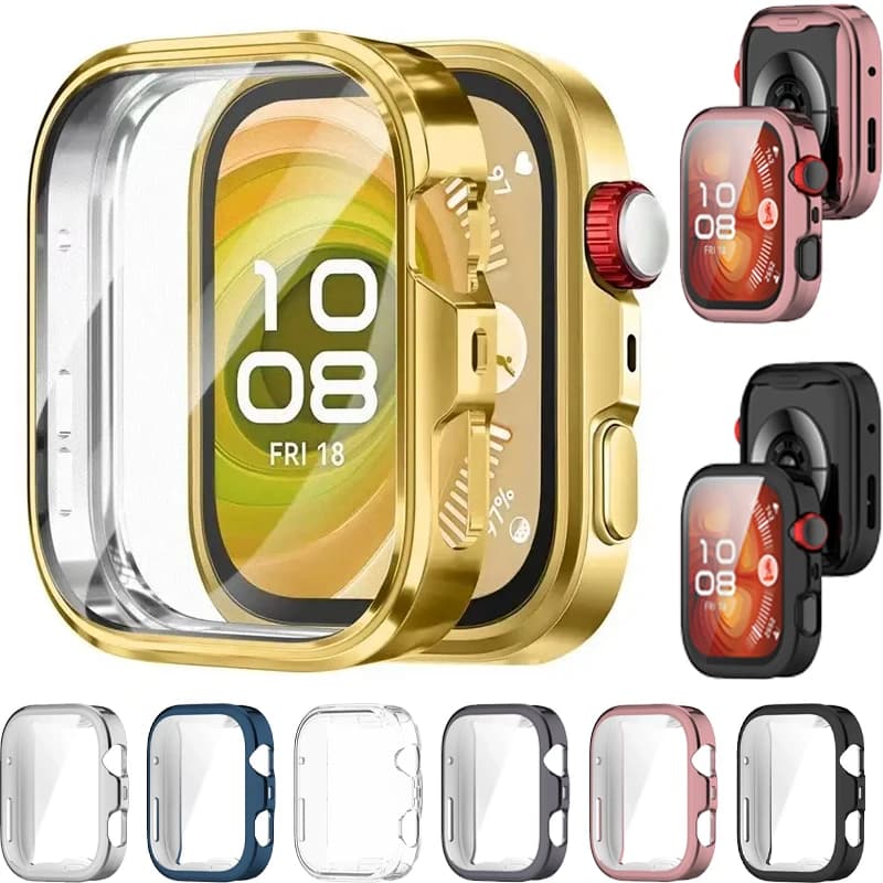 Custodia + vetro per Huawei Watch Fit 3/4/4 Pro Protezione schermo All Around Copertura protettiva Copertura paraurti Accessori antigraffio