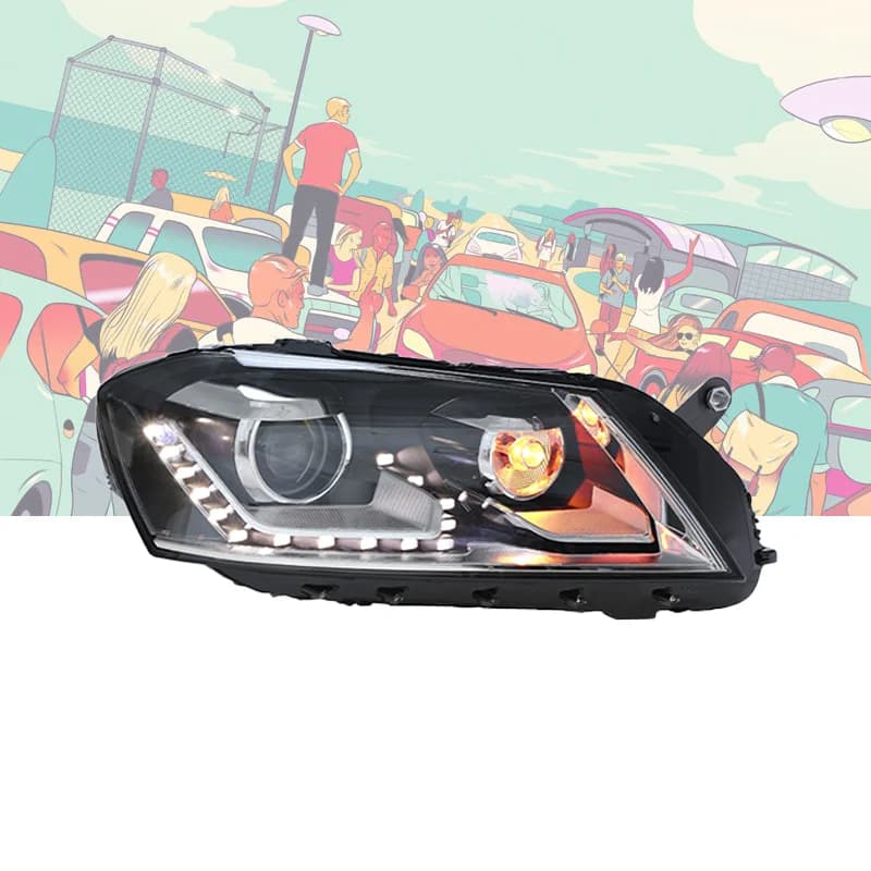 Accessori Auto per VW Magotan B7 2012-2016, Faro Anteriore con Indicatore di Direzione LED Stile Racing, Gruppo Ottico Completo