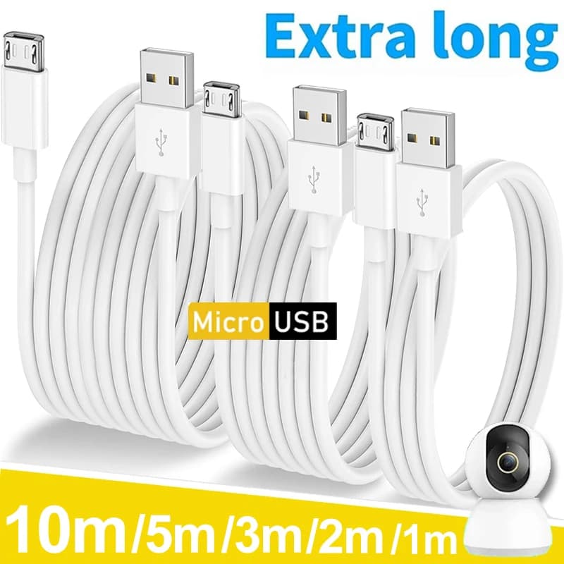 Cavo di ricarica rapida Micro USB extra lungo da 1 m/2 m/3 m/5 m/10 m per telefoni Android Samsung Xiaomi Monitor fotocamera Cavo dati Power Bank