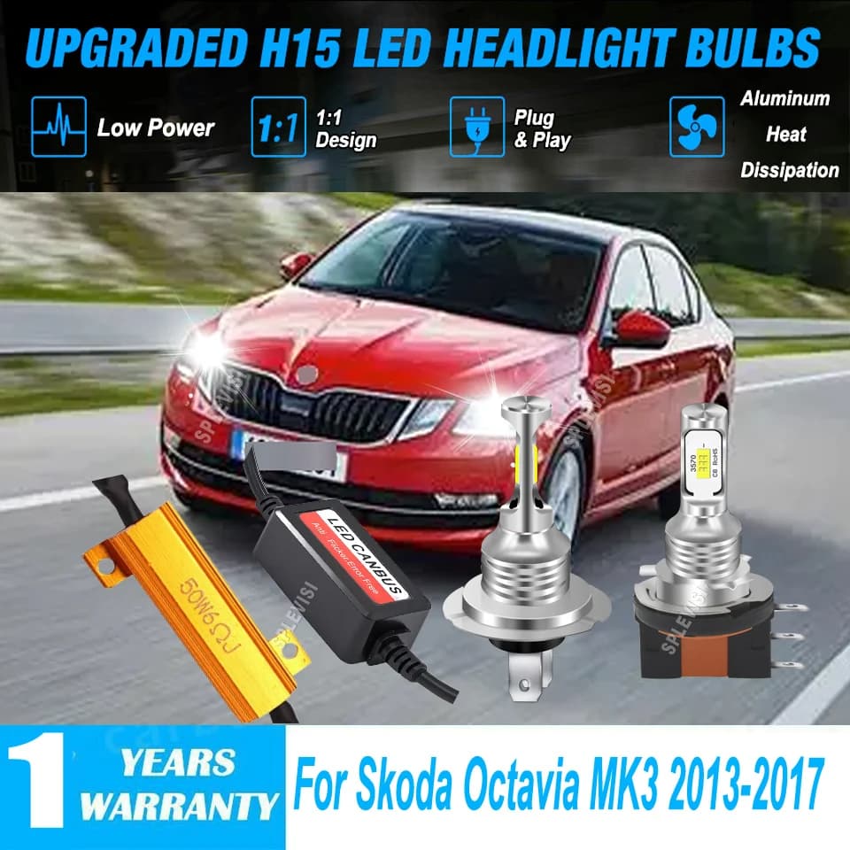 Lampadina DRL a fascio alto/basso per fari a LED: aggiornamento della lampada alogena esistente per la tua auto per Skoda Octavia MK3 2013 2014 2015 2016 2017