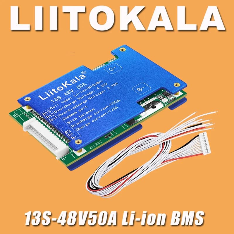 1-10PCS LiitoKala 13S-48V50A-BMS Li-Ion 18650 Battery BMS PCB Board PCM Balancing Integrated Circuits Board for Arduino