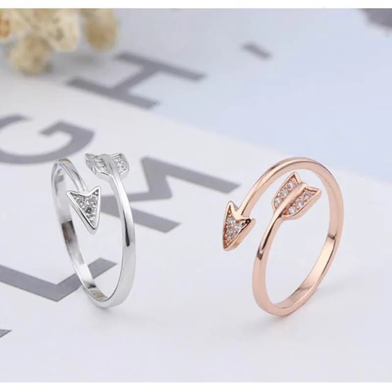 Buyee Anello in argento sterling 925 con zircone leggero Anello con frecce di Cupido contratto per donna Cerchio di gioielleria raffinata per feste