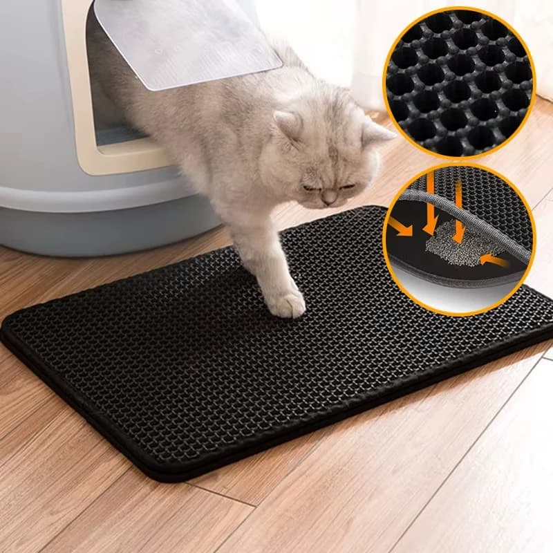 Cuccia per Cani Invernale a Doppio Strato con Cuscino Spesso in EVA, Tappetino Lettiera per Gatti Lavabile Antiscivolo Anti-Schizzi, Tappetino per Gatti per Pulire le Zampe
