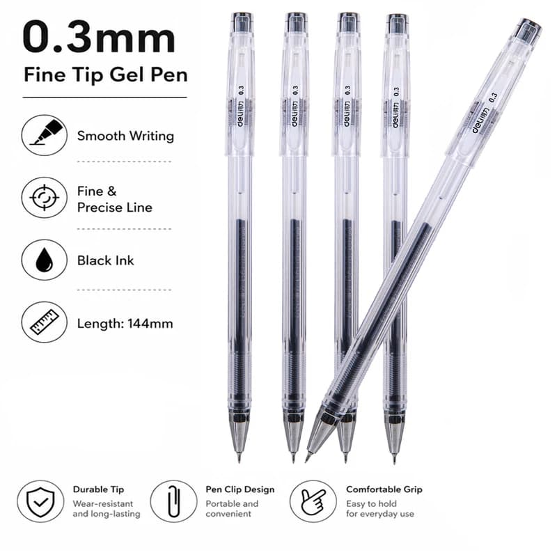 6/12Pcs 0.3mm Minimalist Style Extremely Fine Gel Pen Black Ink Smooth Writing Student Writing Stationery Office Signature Pen