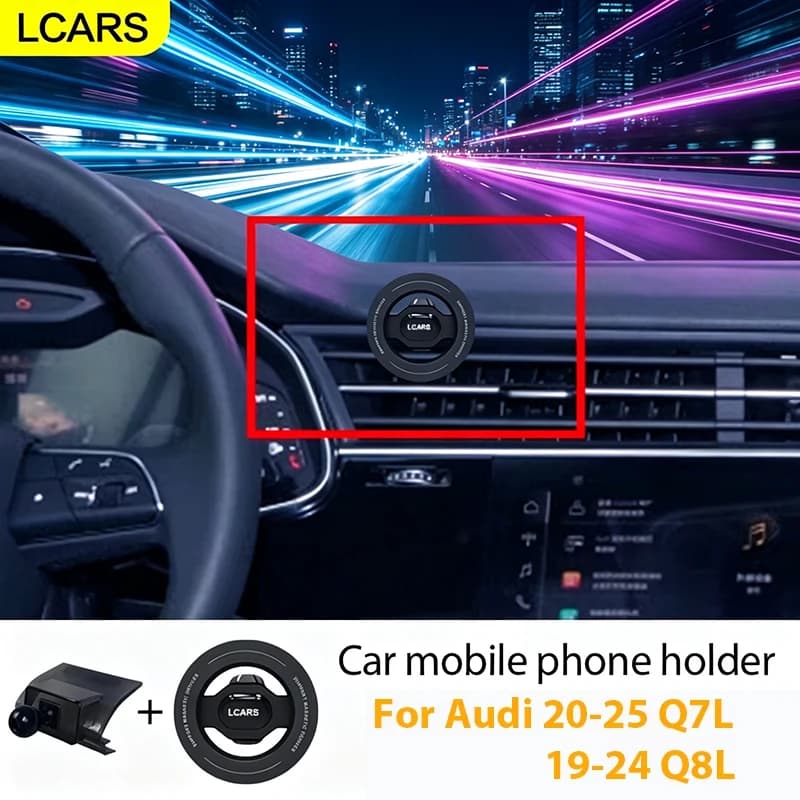Lcars Magnetic Car Phone Holder with Clip, Suitable for Audi 20‑25 Q7L/19‑24 Q8L, Air Vent Navigation Support, Car Interior Accessories