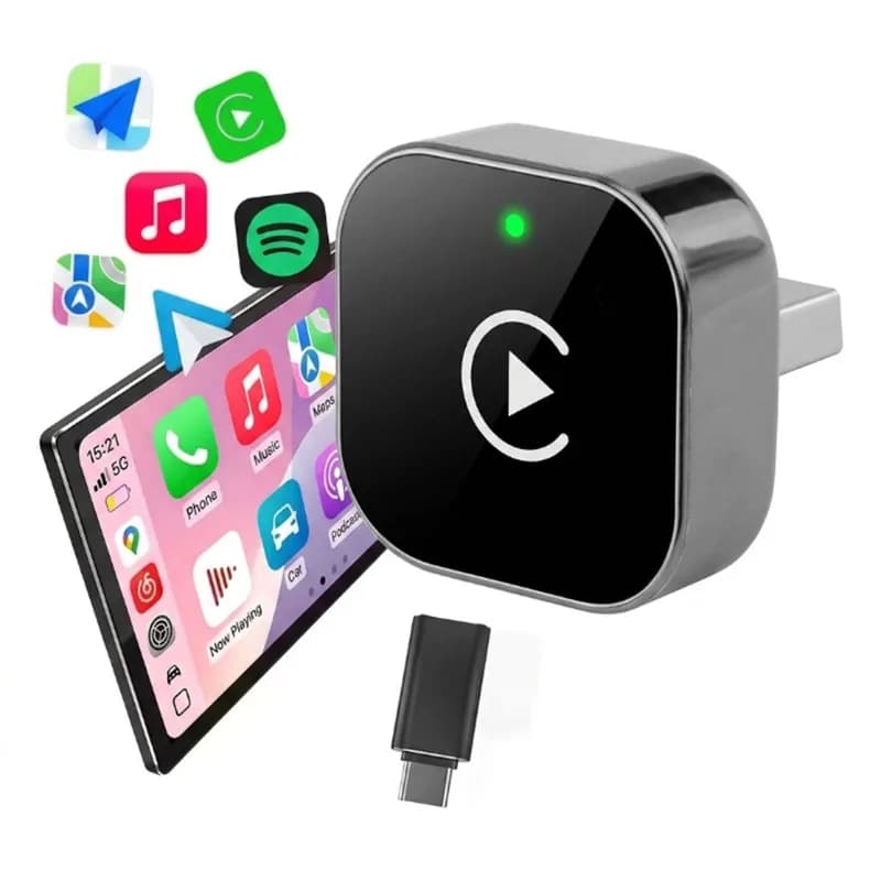 Adattatore CarPlay Wireless 2-in-1 Plug-and-Play per iPhone 6 e Android 11 o superiori, Adattatore Auto con Porta USB/USB-C, Accessorio per Auto
