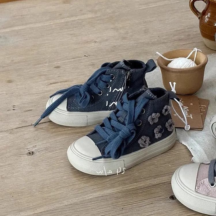 Scarpe di tela alte per bambini Scarpe casual morbide per bambini Scarpe da ginnastica con cerniera laterale antiscivolo per ragazzi e ragazze