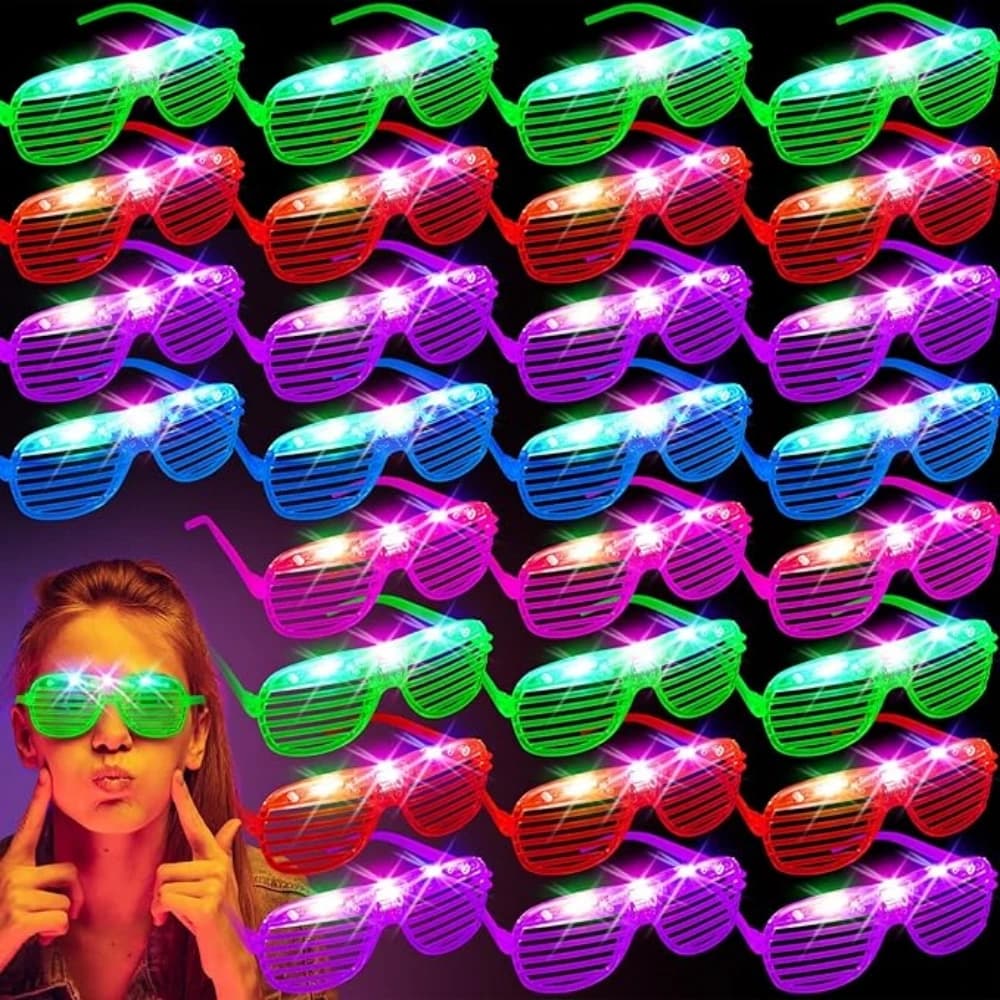 6/12/24 Pcs Glowing Party Blinds Glasses for Halloween Birthday Party Christmas New Year Summer Party Gift Souvenir Decoration