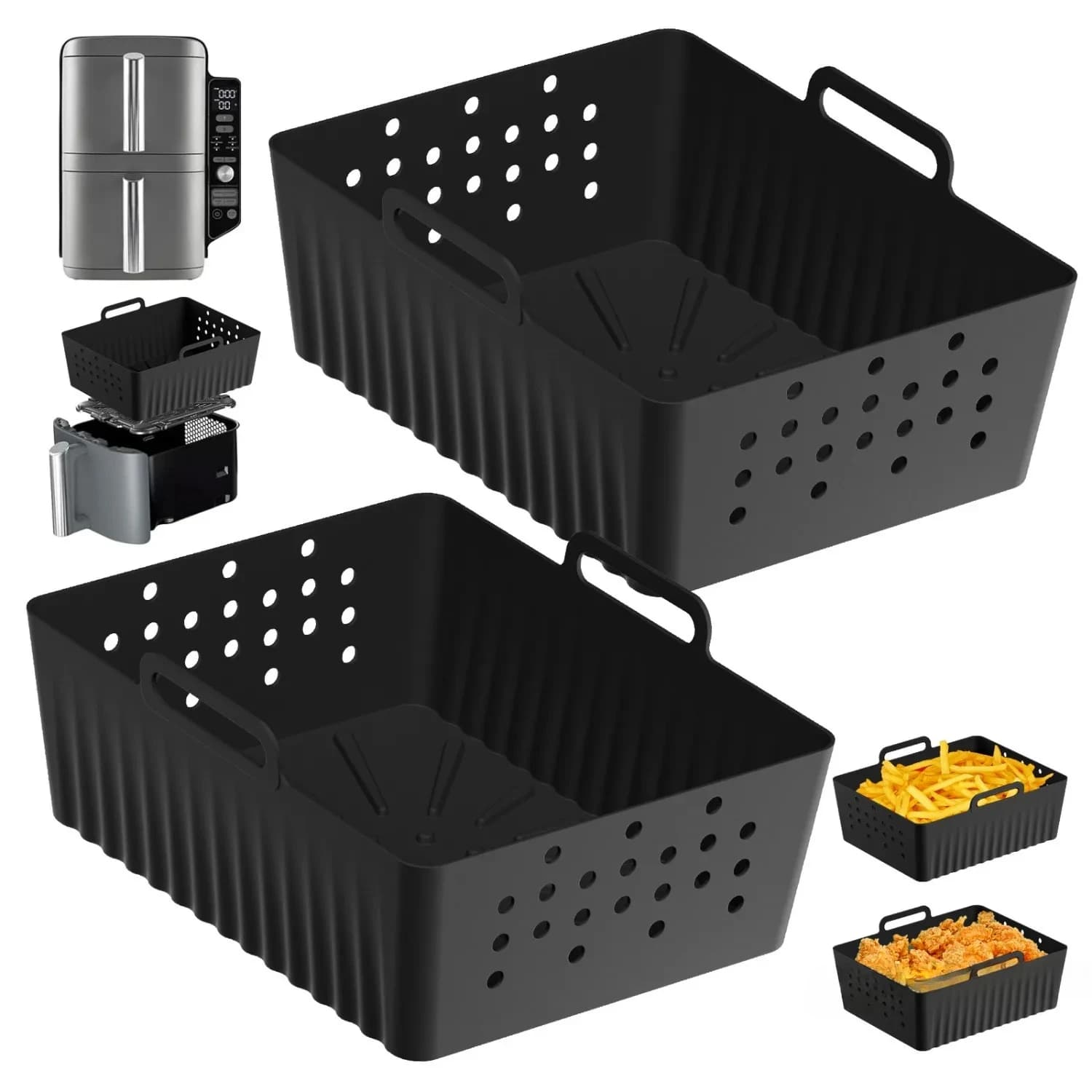 1 Piece Silicone Coating Reusable for Air Fryer, Cestello Ventilato Antiadherent for Chicken and Bread, Multipurpose Kitchen Tools