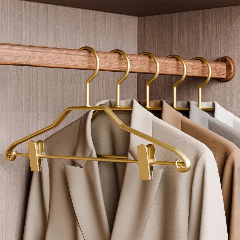 Appendiabiti in lega di alluminio con clip antiscivolo, porta pantaloni senza cuciture, appendiabiti con clip per pantaloni per l'organizzazione dell'abbigliamento in casa e nell'armadio