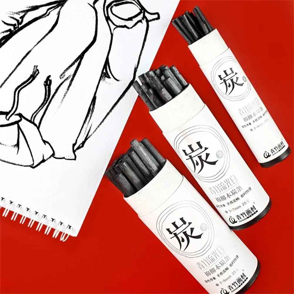 Black Color Charcoal Sticks Vine Charcoal Strong Color Charcoal Bars Professional Willow Charcoal Drawing Charcoal Pencils
