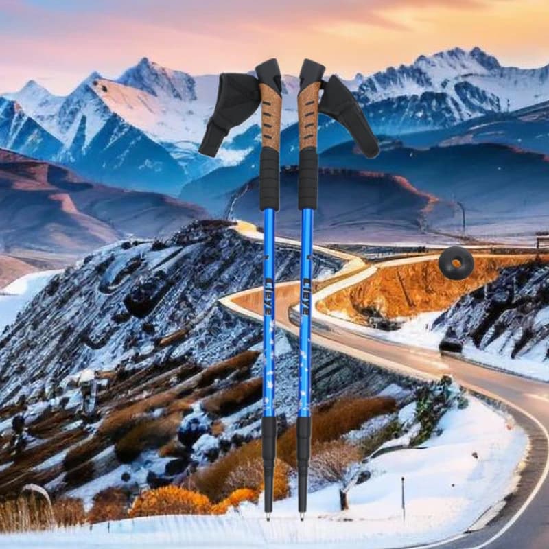 Bastone da trekking regolabile per bastone da trekking telescopico portatile in lega di alluminio da 2 pezzi per arrampicata in campeggio alpinismo all'aperto