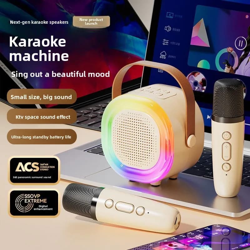Microfono Bluetooth per bambini MW Audio, altoparlante wireless per karaoke con scheda audio per KTV familiare