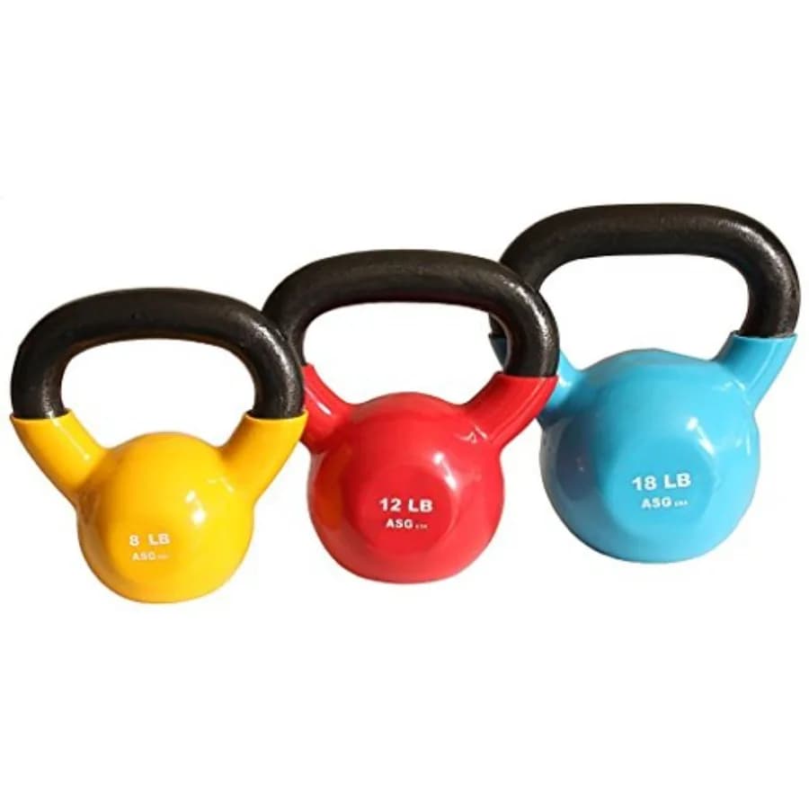 Kettlebell Vinyl Ader 5-50 Libras for Domestic Training, Rubber Coating Resistant, Multicolor Options, Non-slip Handle, Urti Resistant