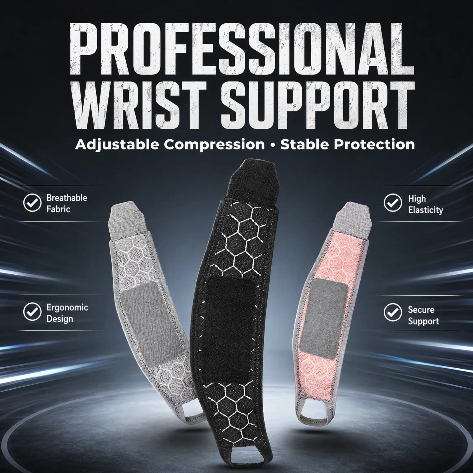 Adjustable Wrist Brace Compression Support Strap Sports Wrist Wrap for Gym Weightlifting Tendonitis Carpal Tunnel