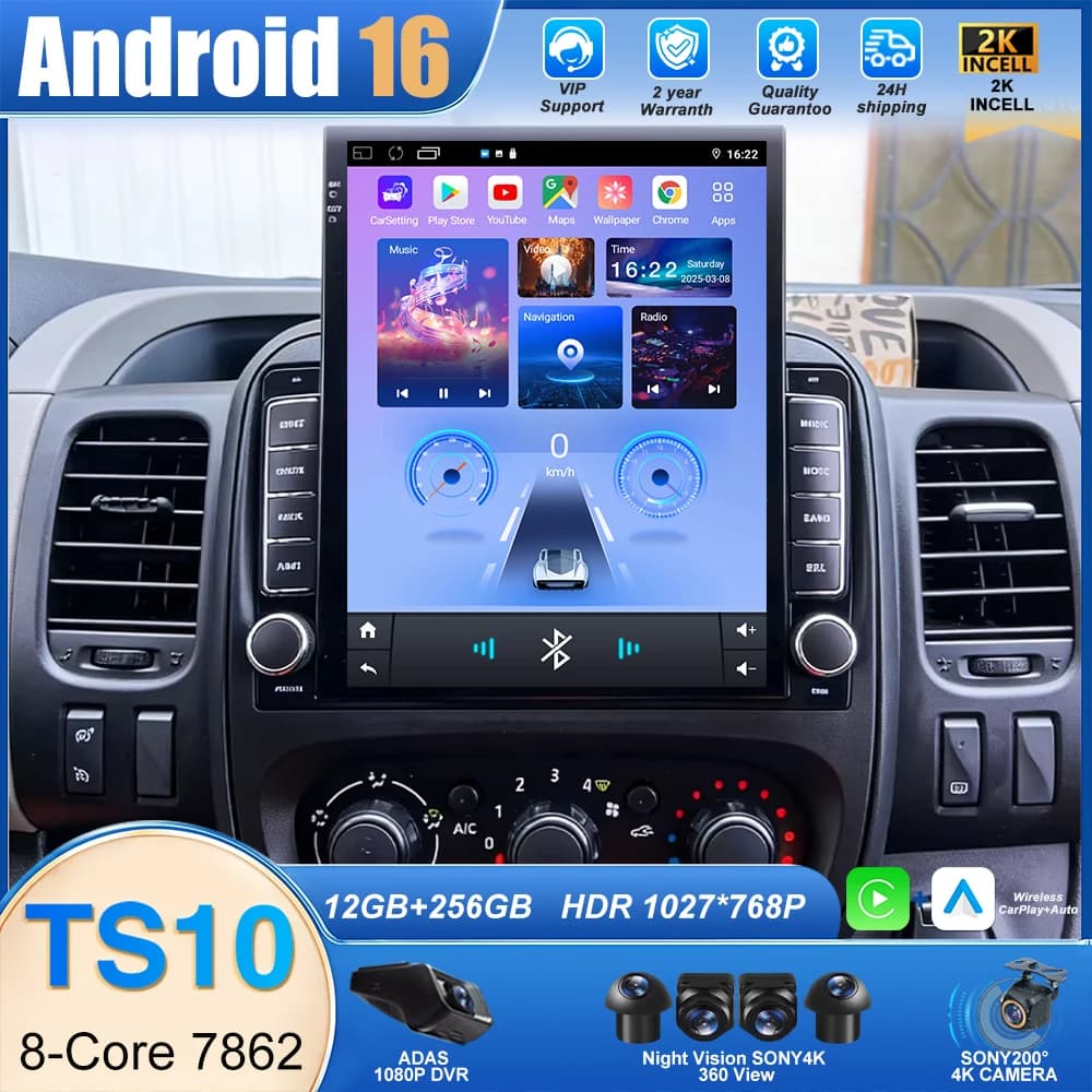 9.7 inch Android Cars For Renault Trafic 3 14-21 For Opel Vivaro B 2 din Carplay Smart GPS Navigation System Touch Screen