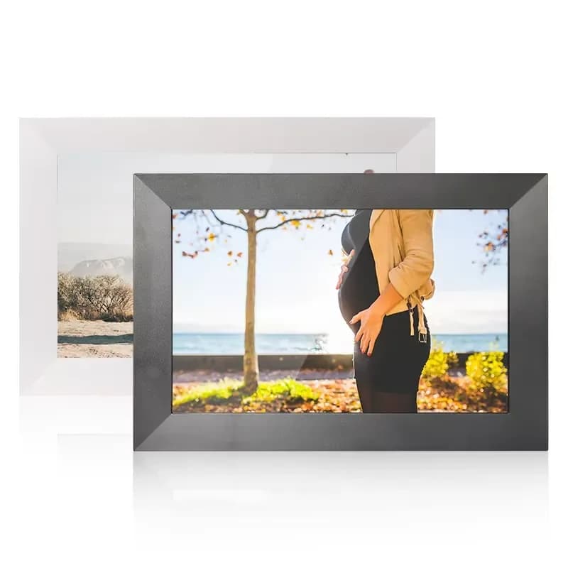 Usingwin 10 Inch LCD Digital Photo Album Touch Screen WiFi Clock 1280x800 Resolution 1+16GB Memory Wooden Frame