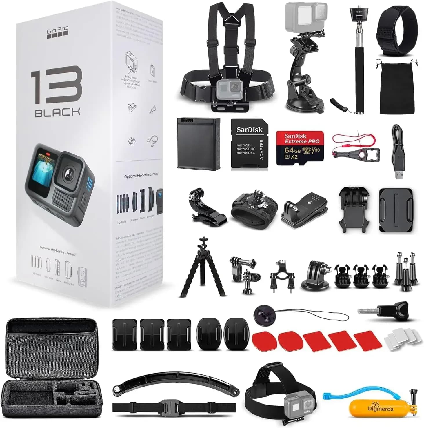 HDR Video, 27MP Photos, 1/1.9" Image Sensor, Live Streaming, Webcam, Stabilization + 64GB Card & 50 Piece Accessory Kit - Bundle