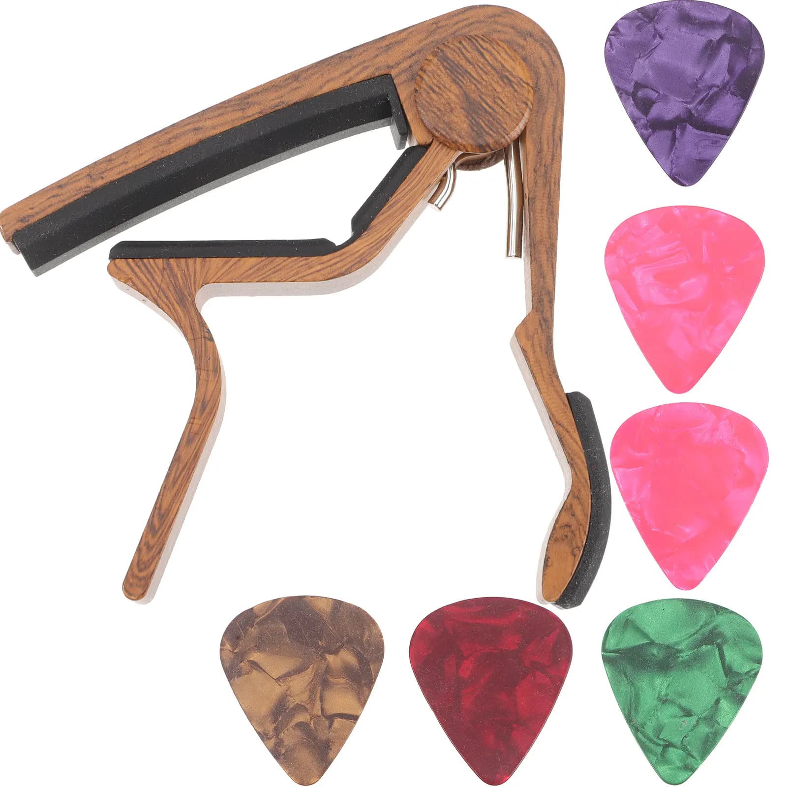 1 Set Capotasto per Chitarra in Metallo, Morsetto Modificatore di Tono, Plettri per Chitarra Elettrica, Morsetto Portatile per Ukulele, Strumento Musicale, Capotasto Multifunzione