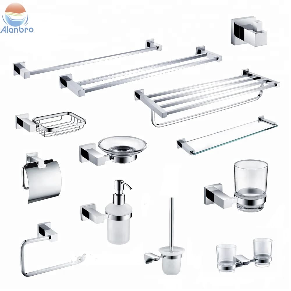 Set of bathroom accessories, bathrobe, bathrobe, paper holder, chromed glass, cheap, for bathroom