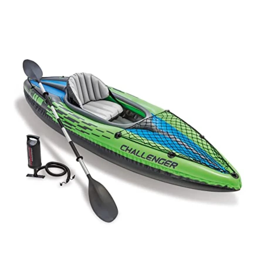 Serie di Kayak Gonfiabili INTEX Challenger: Include Pagaie Deluxe da 86 Pollici e Pompa ad Alta Potenza, PVC Super Resistente, Sedile Regolabile