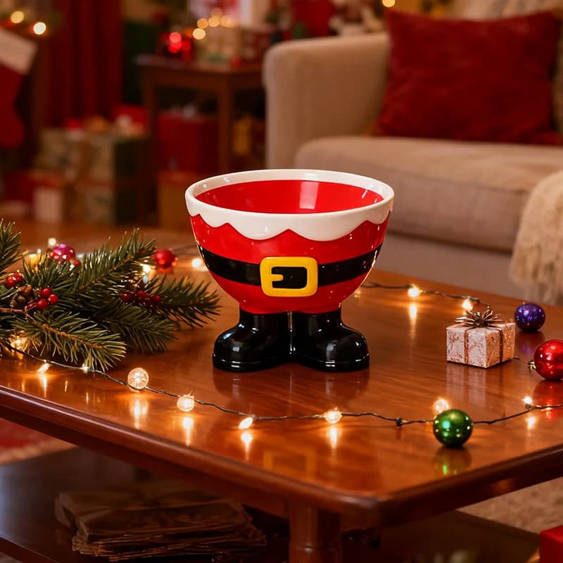 Piatto di frutta carino stampato in 3D di Babbo Natale, ornamento in ceramica per soggiorno, piatto creativo per snack di frutta secca