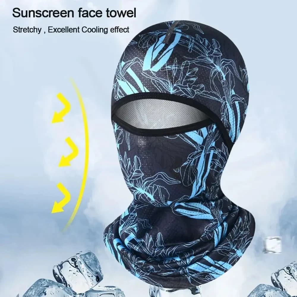 Sports face mask cool summer ice silk cycling full face hat sun protection and UV protection head mounted equipment